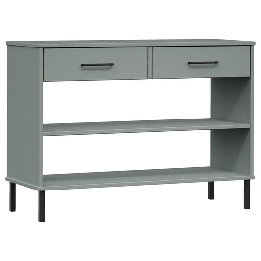 Armario Consola Patas De Metal Madera Maciza Pino Gris Oslo_0