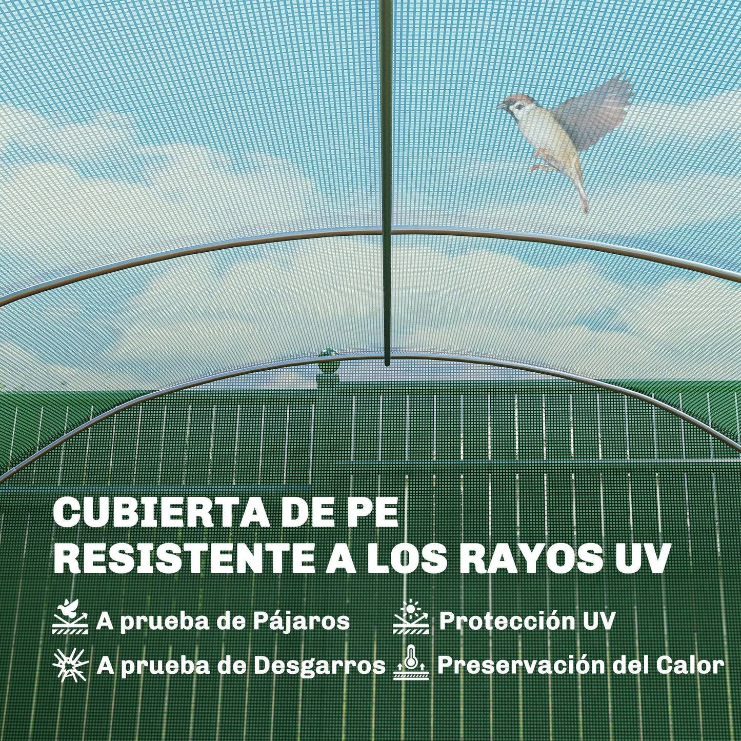 Outsunny Invernadero De Exterior 6x3x2 M Con 6 Ventanas De Malla Verde_5
