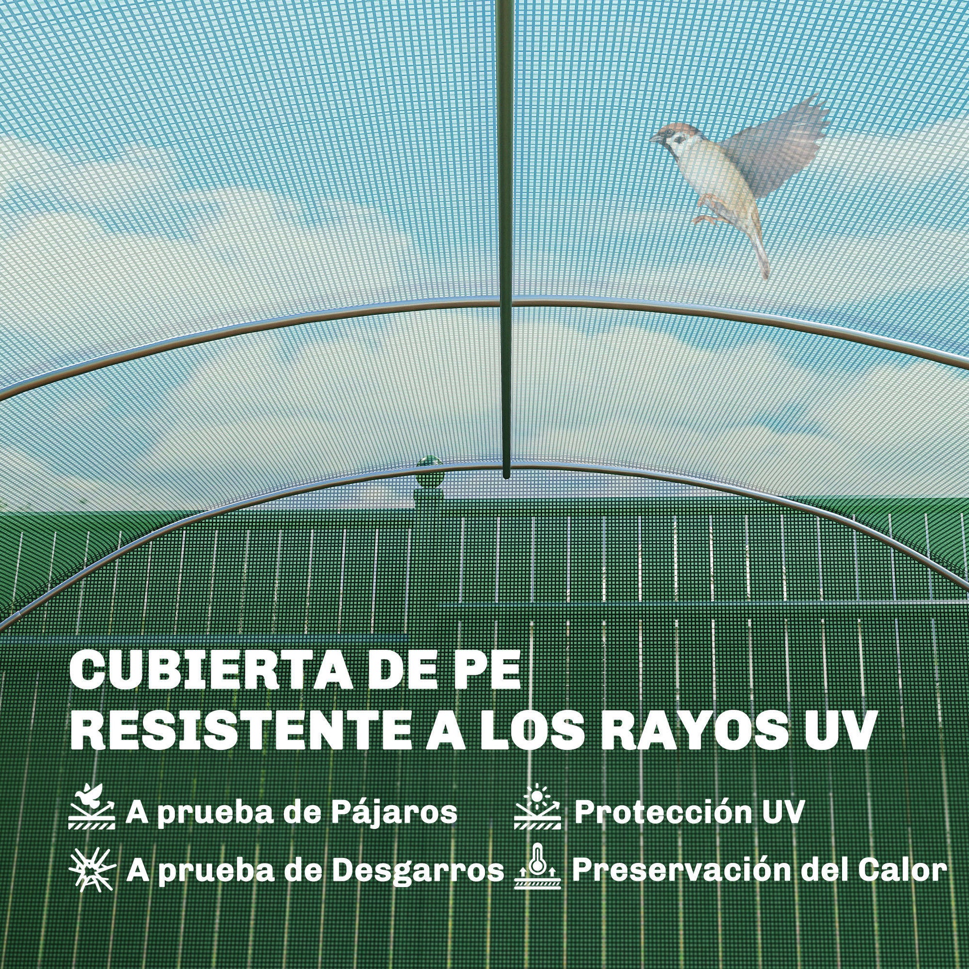Outsunny Invernadero De Exterior 6x3x2 M Con 6 Ventanas De Malla Verde_5