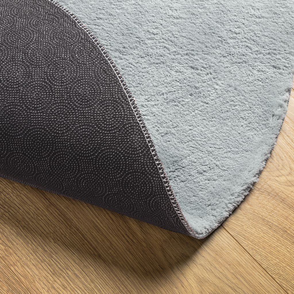 Vidaxl Alfombra De Pelo Corto Suave Lavable Huarte Azul Ø 80 Cm_4