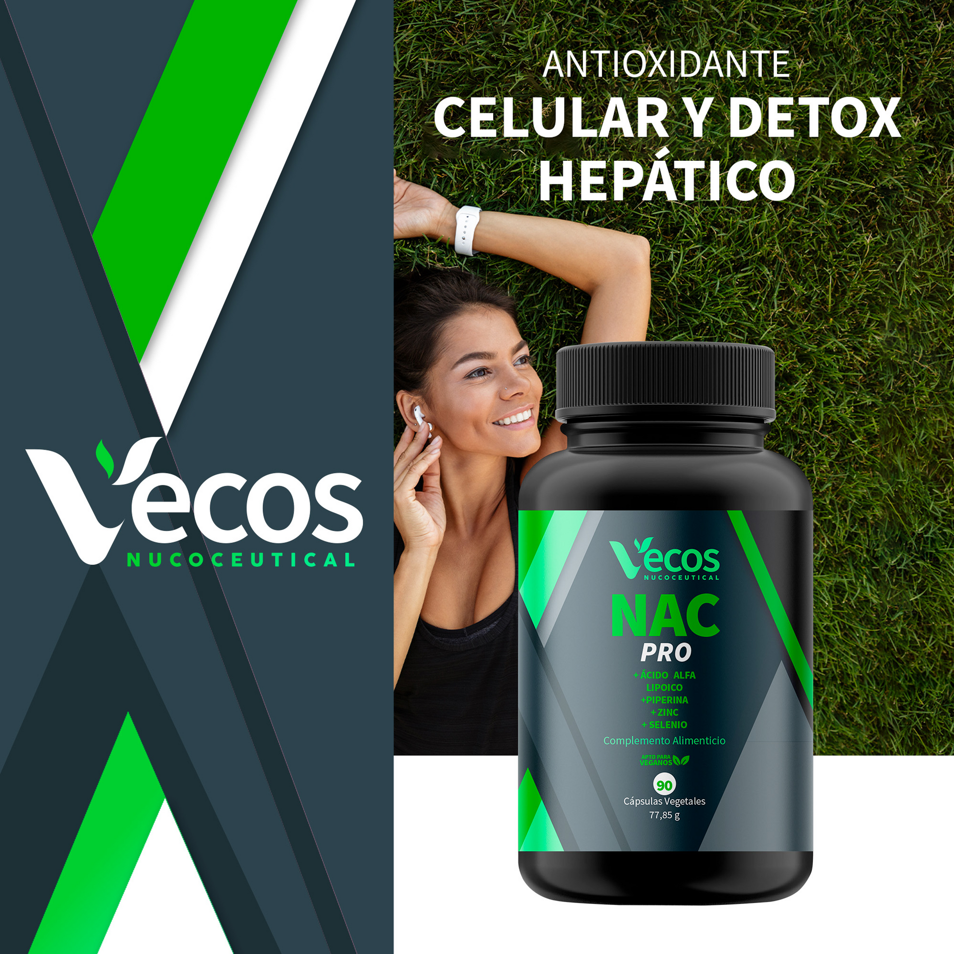 Nac Pro Vecos 90 Cápsulas | Antioxidante Y Detox Celular | Nac 600 Mg + Ácido Alfa Lipoico_1