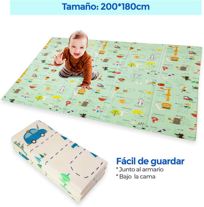 Alfombra Bebe, 1.5cm Grosor, Diseño Infantil, 200 X 180 Cm, Acolchada De Xpe, Reversible_3