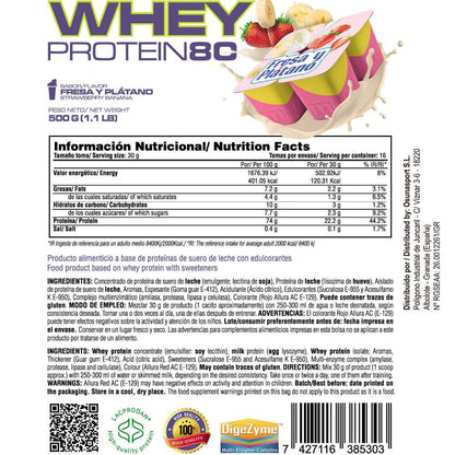 Whey Protein80 - 500g - Fresa Banana - Aumenta La Masa Muscular - Masmusculo_4