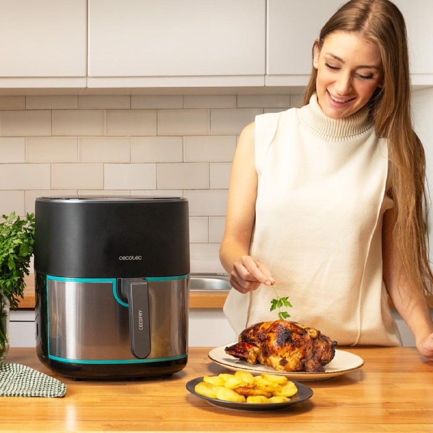 Freidora De Aire Sin Aceite De 6,5 L Cecofry Fantastik Inox 6500 Pack Air Fryer 1700 W, Acero Inox, 9 Menús, Tecnología Perfect Cook, 80-200grados C_3