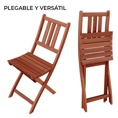 Yoevu- Set De 2 Sillas Plegables De Madera De Acacia - Sillas De Exterior Duraderas Y Compactas, Ideales Para Jardines, Terrazas, 36x54,5x87cm_3