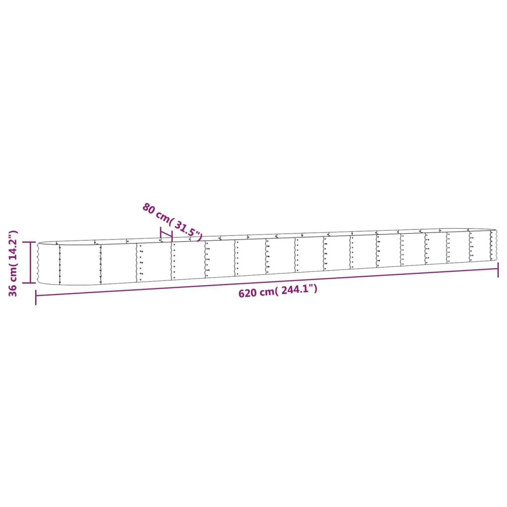 Jardinera Arriate Acero Galvanizado Verde 620x80x36 Cm_5