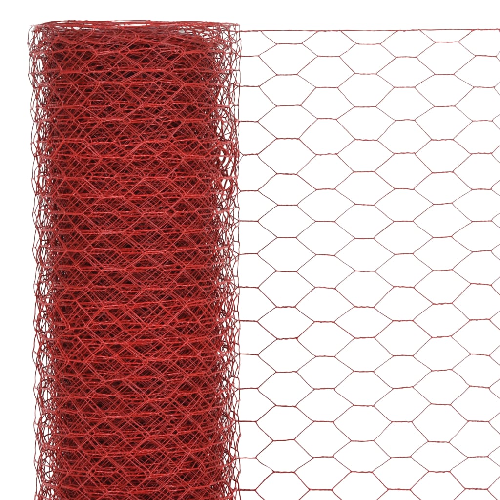Alambrada De Gallinero Acero Revestimiento Pvc Rojo 25x1,5 M / Vetonek_0