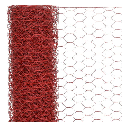 Alambrada De Gallinero Acero Revestimiento Pvc Rojo 25x1,5 M / Vetonek_0