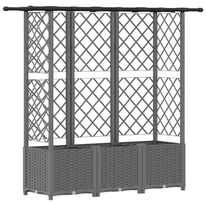 Cama Elevada Con Trellis Y Techo Gris Claro 163,5 X 40 X 136 Cm_0