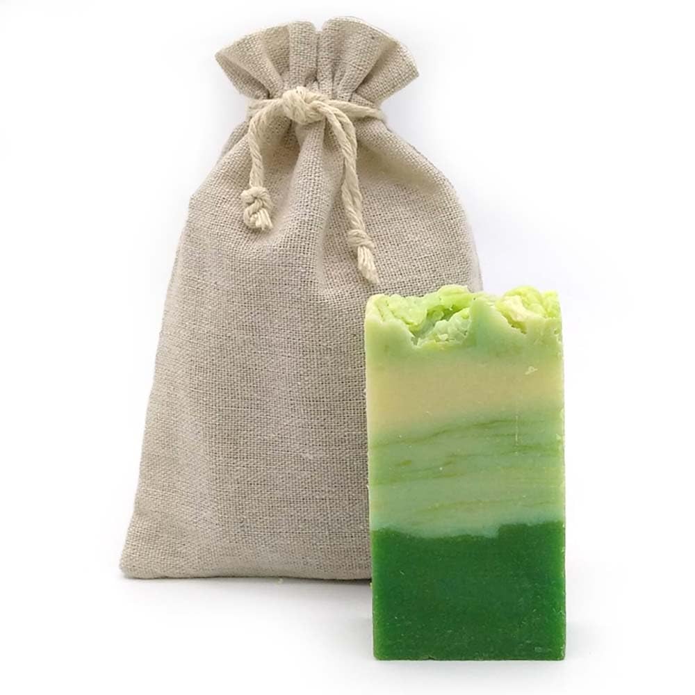 Jabón Natural Aloe Vera 90g En Bolsa Regalo De Yute - Piel Estropeada, Escamosa Y Muy Seca - Hidrata, Reafirma Y Repara_1