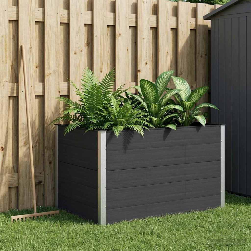 Arriate Elevado Negro 150 X 100 X 91 Cm Wpc Y Aluminio_1