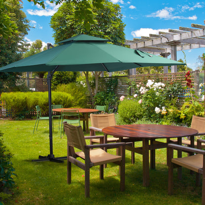 Outsunny Sombrilla De Jardín Ø300 Cm Aluminio Giratorio 360° Con Manivela Verde_1