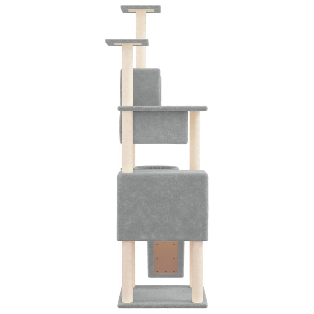 Vidaxl Rascador Para Gatos Con Postes De Sisal Gris Claro 168 Cm_3