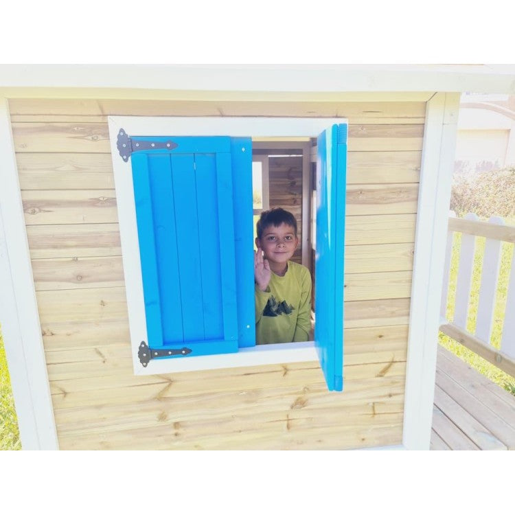 Casita Infantil De Madera Por Paneles Masgames Visby Elevada 90 Cm Rosa._2