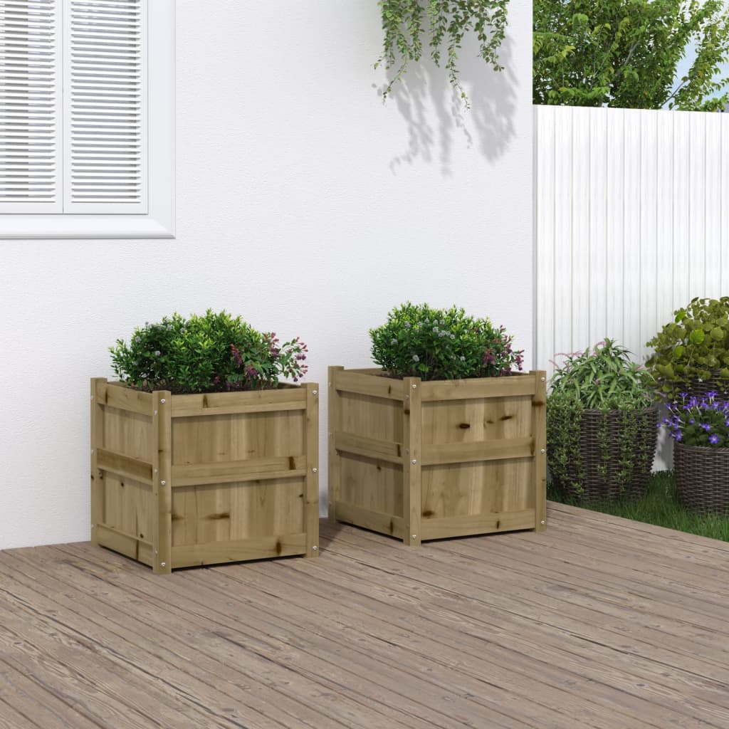 Jardineras De Exterior 2 Unidades Madera Impregnada De Pino_1