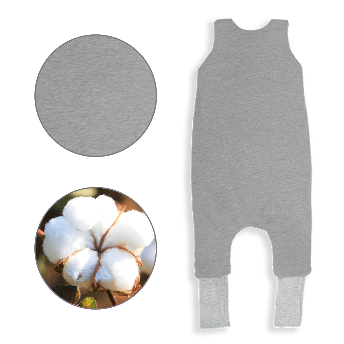 Saco De Dormir Con Pies Reversible T-s Jersey Algodón Melange Light-dark Grey_2