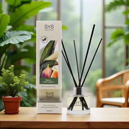Sys Aromas Ambientador Mikado Higuera Y Raíz Angélica - Botanical - Sin Alcohol - Larga Duración - 100 Ml Con 5 Varillas_0