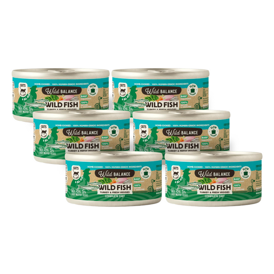 Wild Balance Fish and Turkey BARF Ração enlatada para gatos 6x120g