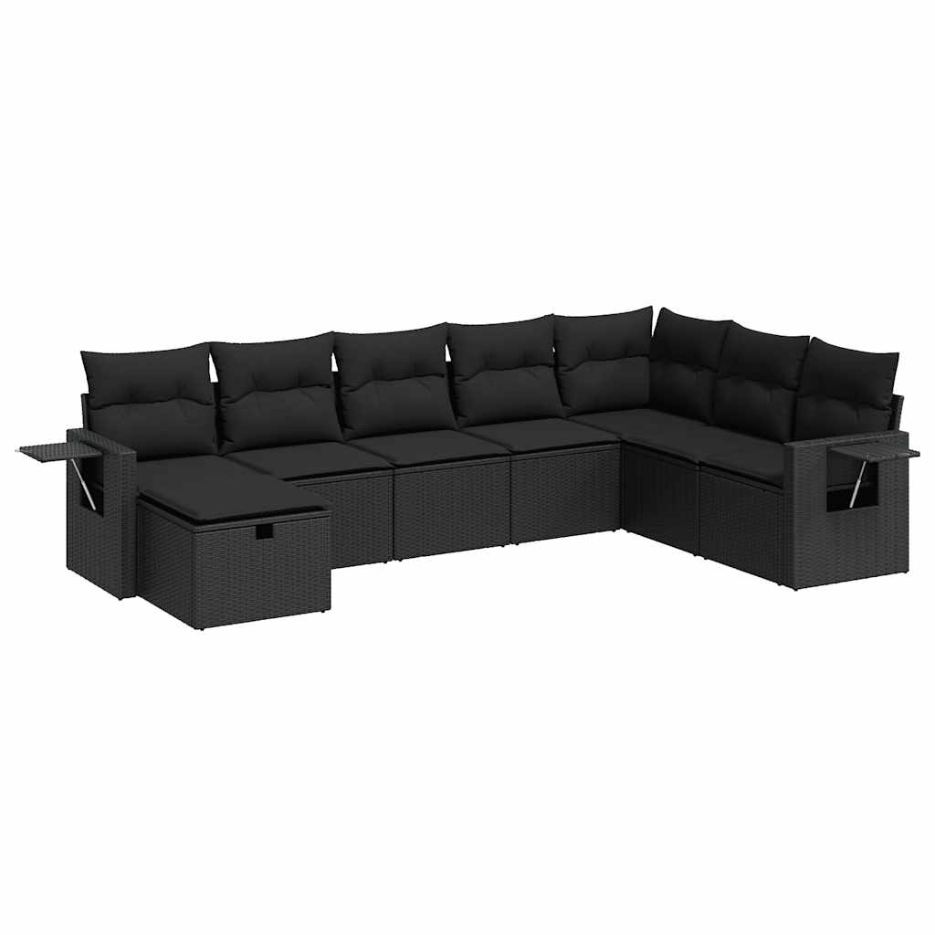 Set De Sofás De Jardín Y Cojines 8 Piezas Ratán Sintético Negro / Vetonek_3