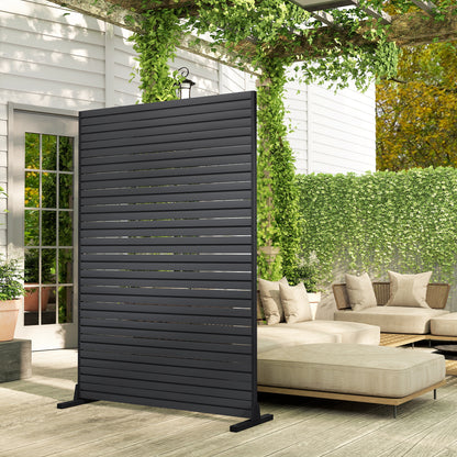 Outsunny Biombo De 6 Paneles De Hdpe 120x174 Cm Con Soporte Negro_4