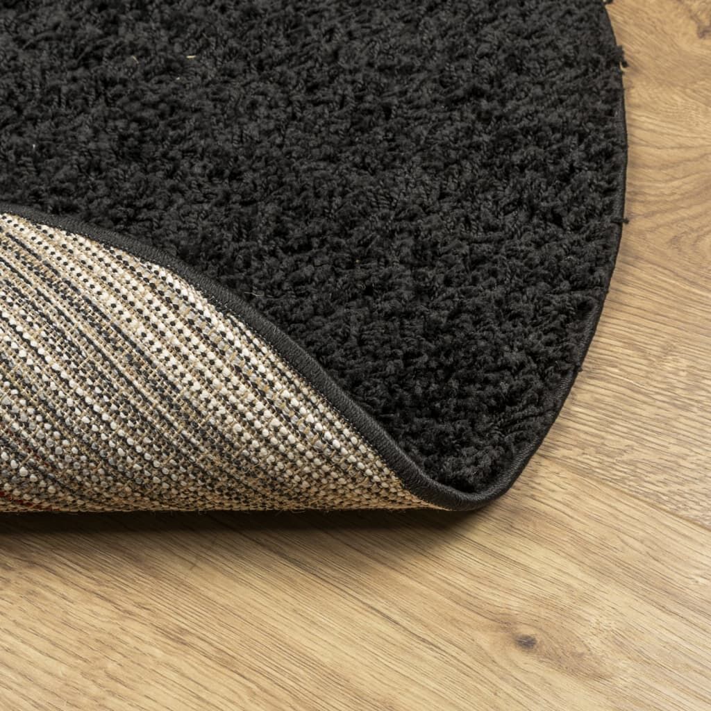 Vidaxl Alfombra Peluda De Pelo Largo Moderna Pamplona Negra Ø 80 Cm_4