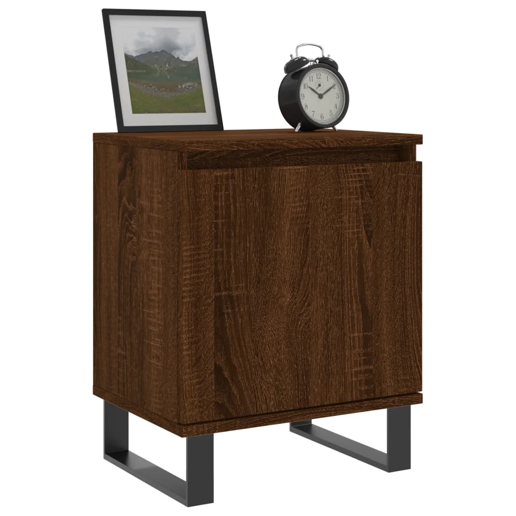 Mesita De Noche 2 Uds Madera Ingeniería Roble Marrón 40x30x50cm_1