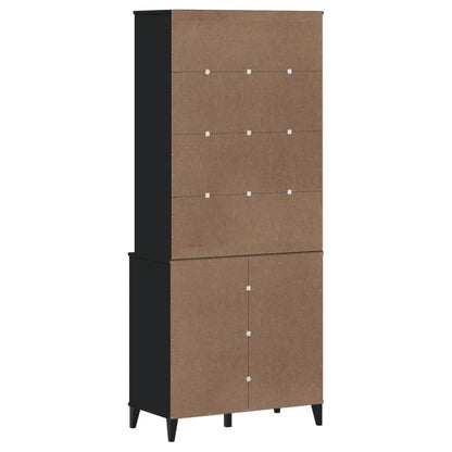 Aparador Alto Viken Madera Maciza De Pino Negro 80x40x190 Cm / Vetonek_1
