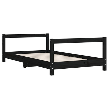 Vidaxl Estructura De Cama Para Niños Madera De Pino Negro 80x160 Cm_5