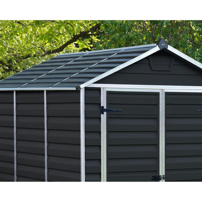 Telheiro de jardim com claraboia 90x185x217 cm cinzento escuro 