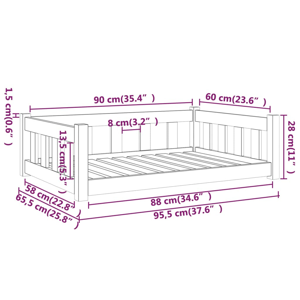 Vidaxl Cama Para Perros Madera Maciza Pino Marrón Miel 95,5x65,5x28 Cm_2