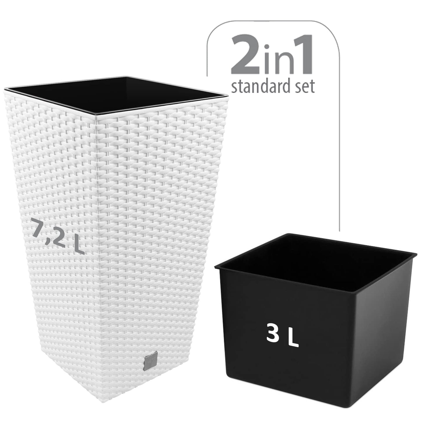 Maceta Rato De 7,2 Litros Con Inserto 17 X 17 X 32,4 Cm En Color Blanco