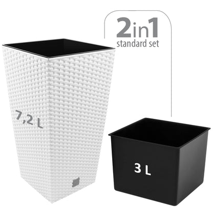 Maceta Rato De 7,2 Litros Con Inserto 17 X 17 X 32,4 Cm En Color Blanco