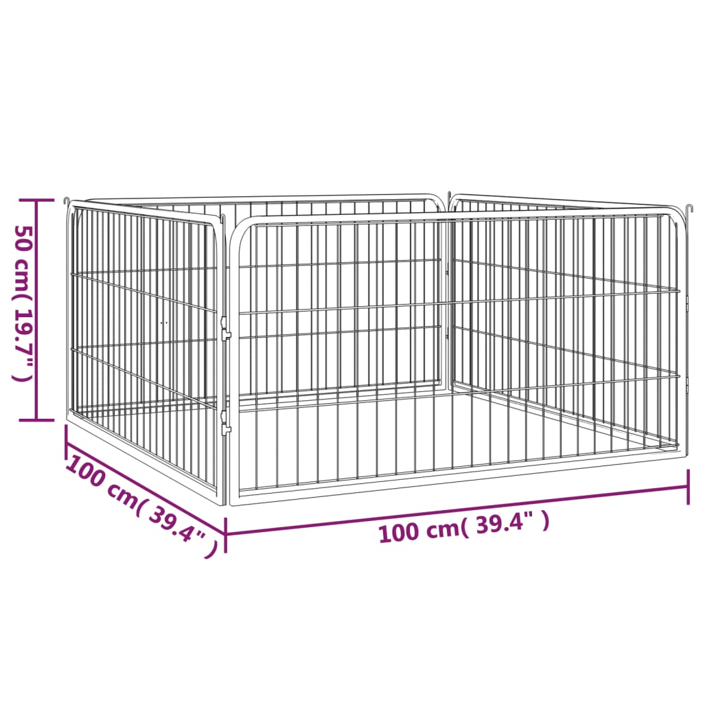 Corral Para Perros 4 Paneles Acero Con Recubrimiento En Polvo_5