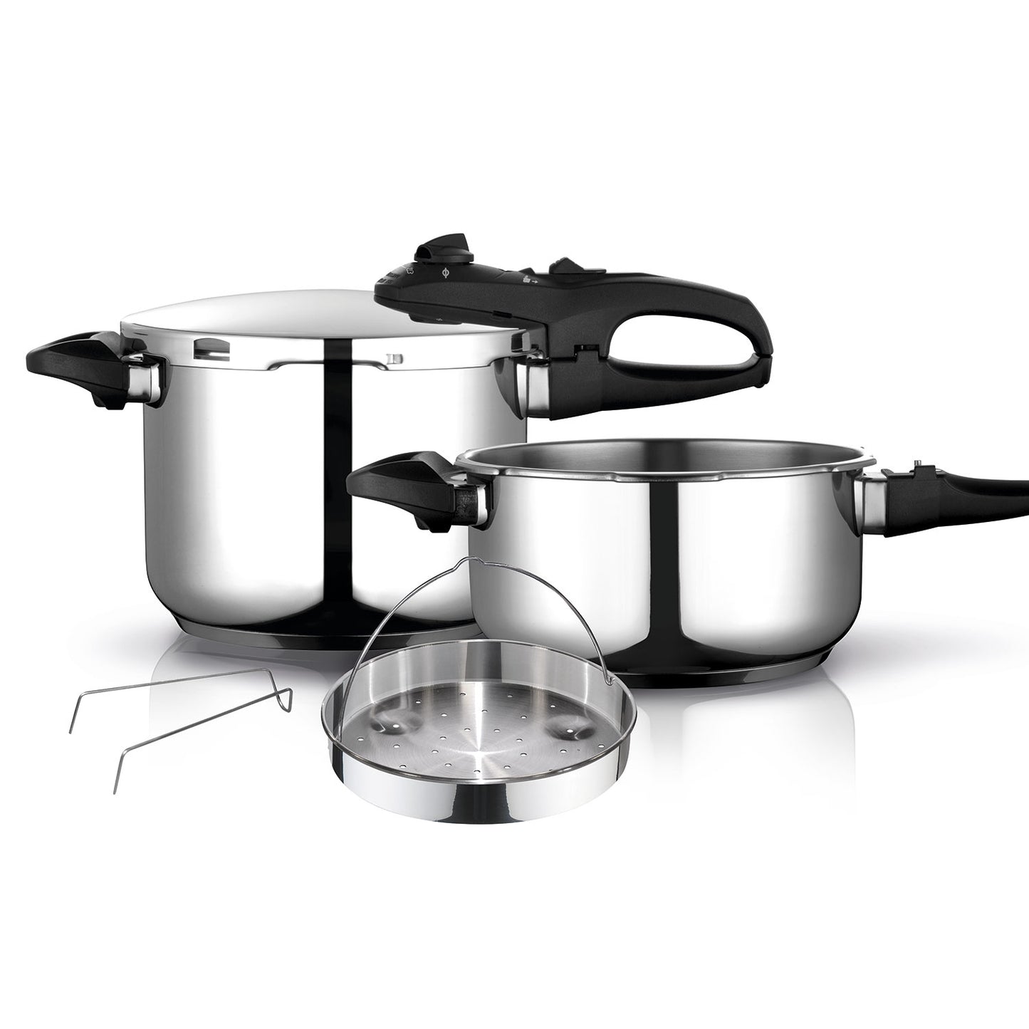 Olla A Presión 6 + 4 Litros, Inducción, Express Super Rápida, Acero Inox. 18/10, Todas Cocinas Fagor Duo 6/4 Plata_0