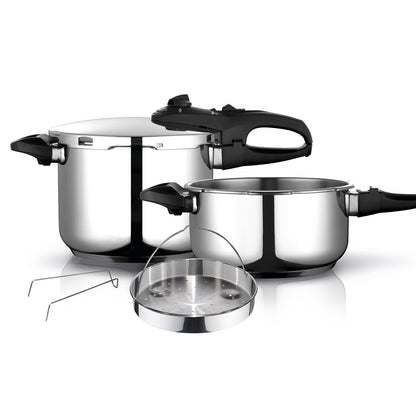 Olla A Presión 6 + 4 Litros, Inducción, Express Super Rápida, Acero Inox. 18/10, Todas Cocinas Fagor Duo 6/4 Plata_0