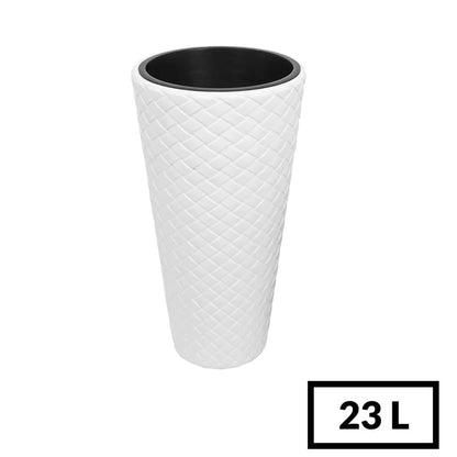 Maceta Alta De Ratan Sintético 23 Litros Color Blanco 30 X 55 Cm