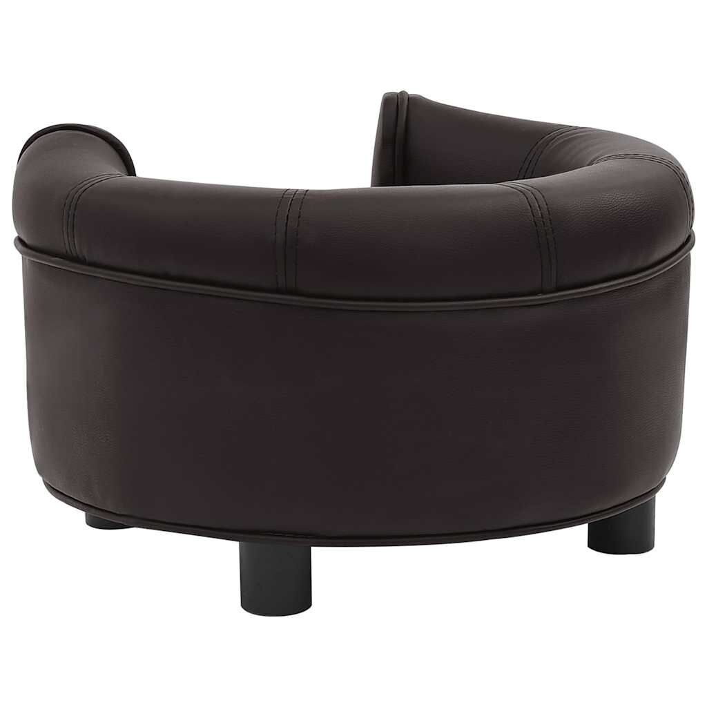 Vidaxl Sofá Para Perros Felpa Y Cuero Sintético Marrón 48x48x32 Cm_4