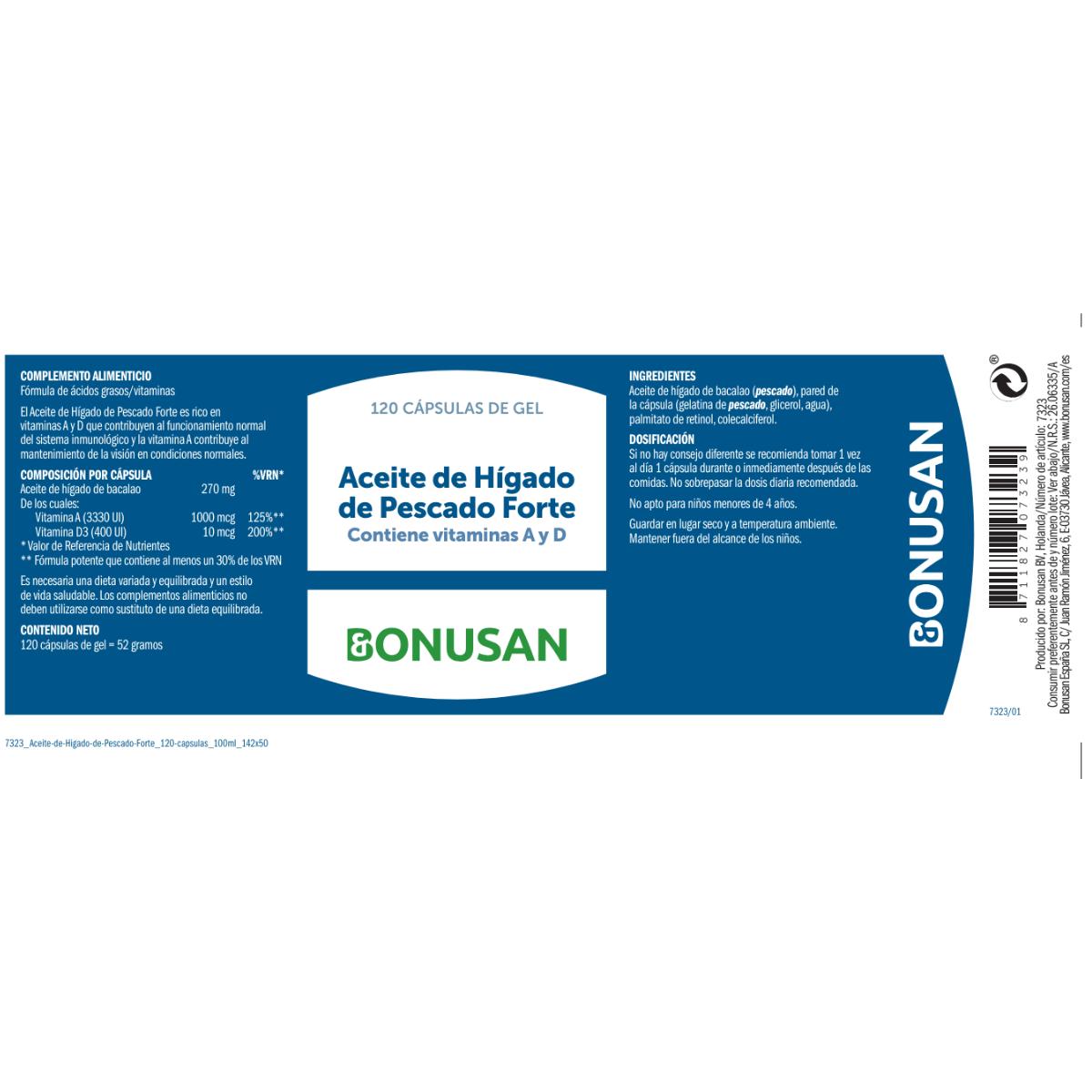 Aceite de Hígado de Bacalao Forte Bonusan 120 perlas