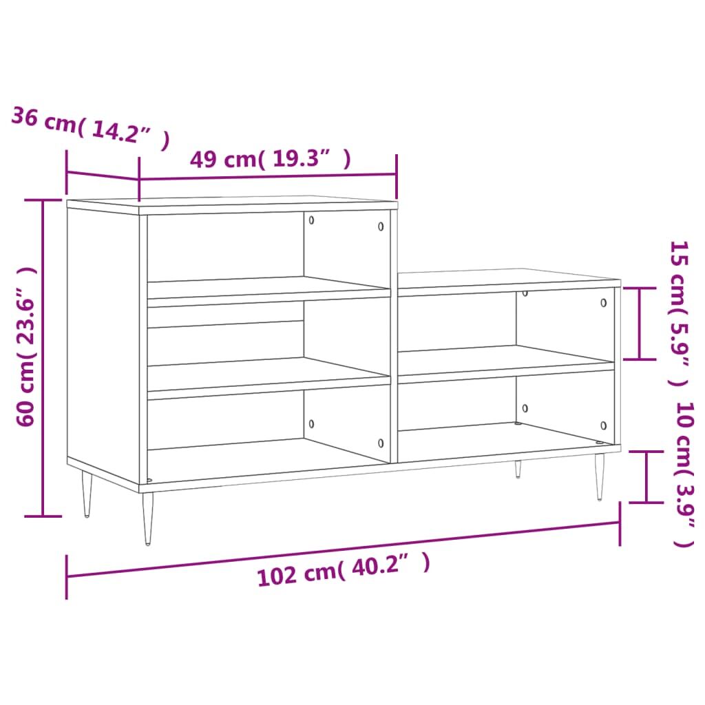 Vidaxl Mueble Zapatero Madera Contrachapada Gris Hormigón 102x36x60 Cm_2