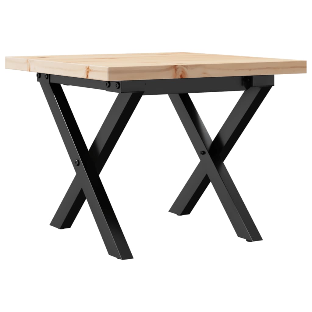 Mesa De Centro Marco X Madera Maciza Pino Y Acero 40x40x35,5 Cm_0