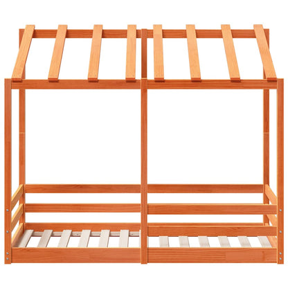 Cama Infantil Con Techo Madera Maciza Pino Marrón 70x140 Cm_3