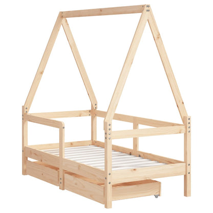 Estructura De Cama Para Niños Con Cajones Madera Pino 70x140 Cm / Vetonek_4