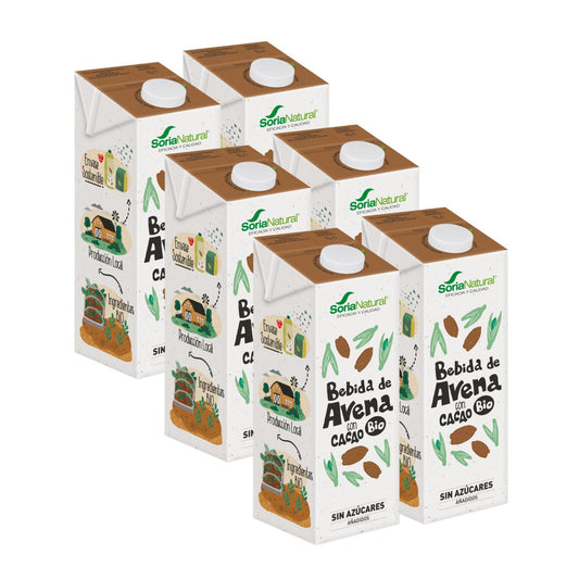 Embalagem de 6 x Bebida de Aveia Natural Biológica Soria com Cacau 1 L