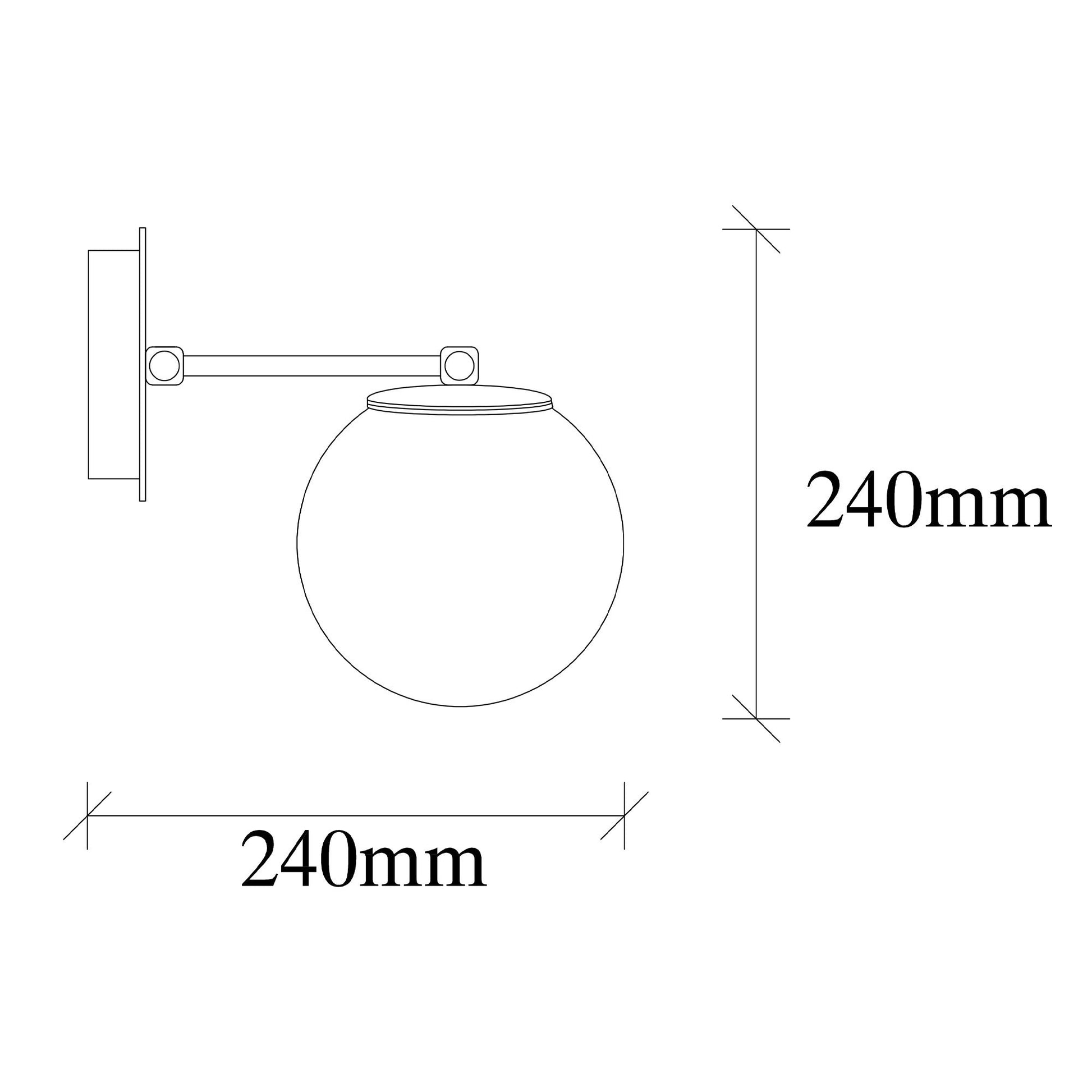 Aplique De Pared, Metal , Negro, 15x24x24, Casquillo E 27 Max 40 W