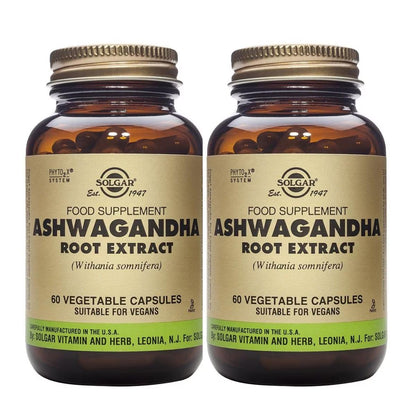 Embalagem 2 x Ashwagandha 60 cápsulas vegetais