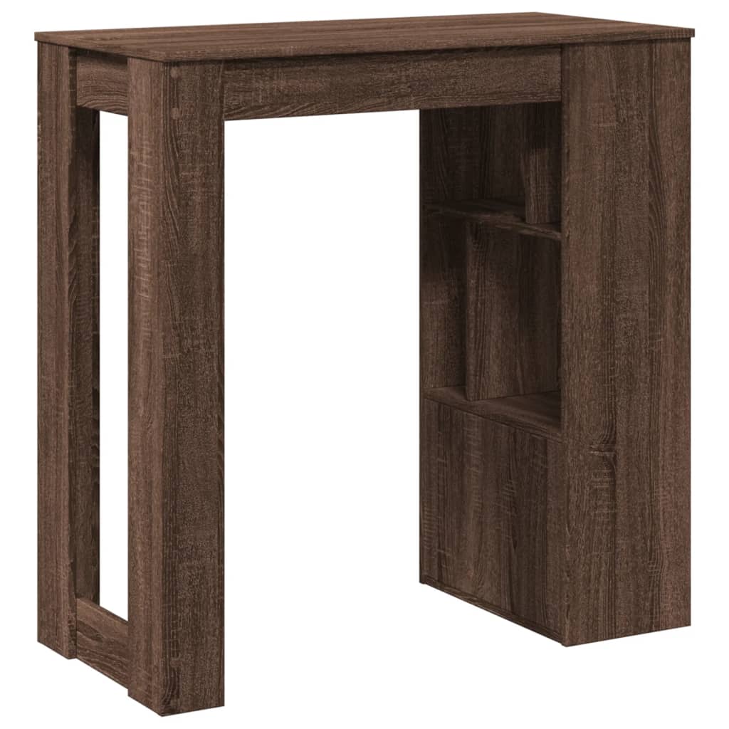 Mesa Alta Bar Con Estantes Marrón Roble 102x50x103,5 Cm_4
