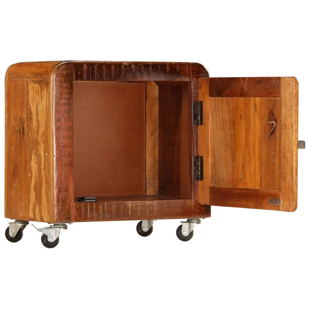 Mesita De Noche Madera Reciclada Maciza 50x30x50 Cm_2