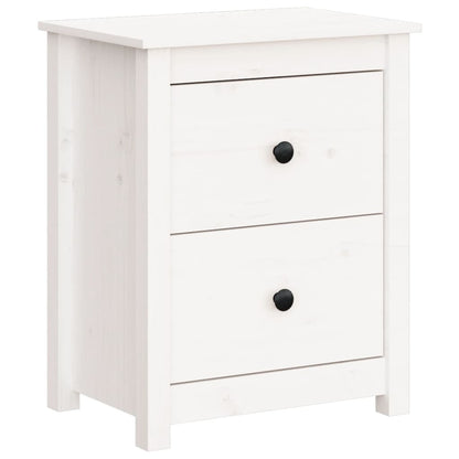 Mesita De Noche Madera Maciza De Pino Blanca 50x35x61,5 Cm_0