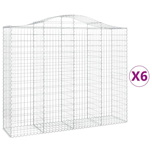 Cestas De Gaviones 6 Uds Forma De Arco Hierro 200x50x160/180 Cm_0