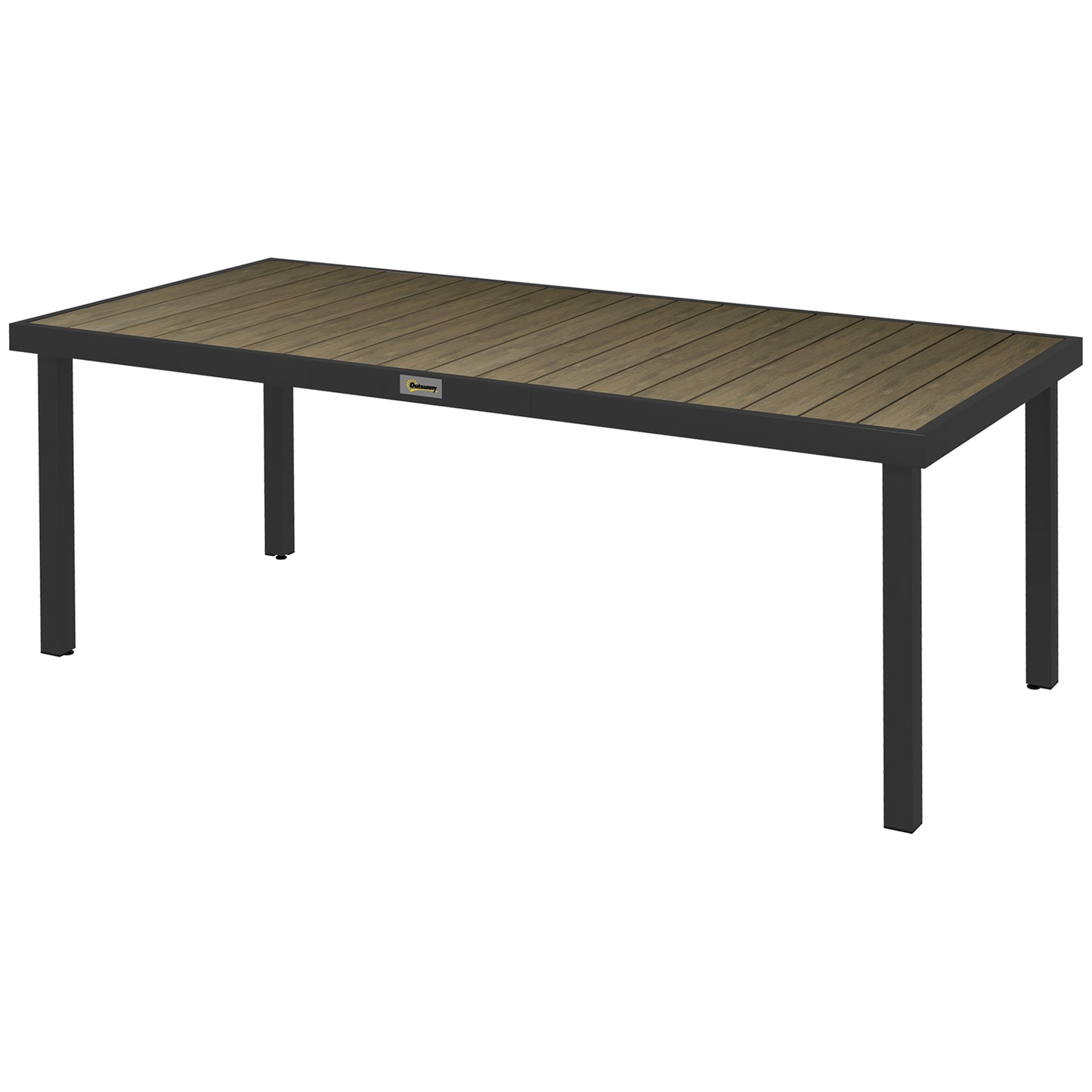 Outsunny Mesa De Comedor Exterior De Aluminio 190x90x74 Cm Natural Y Negro_0
